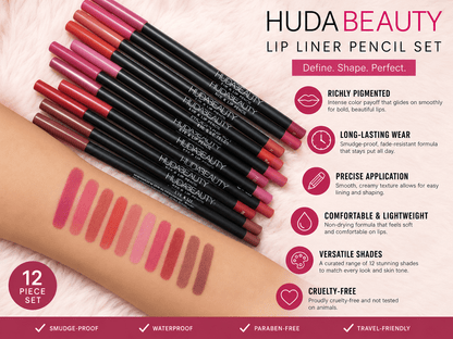 12 Pigment Lip Pencils Set – Cool Undertone Long-Lasting Lip Liner Collection - Smart Hud