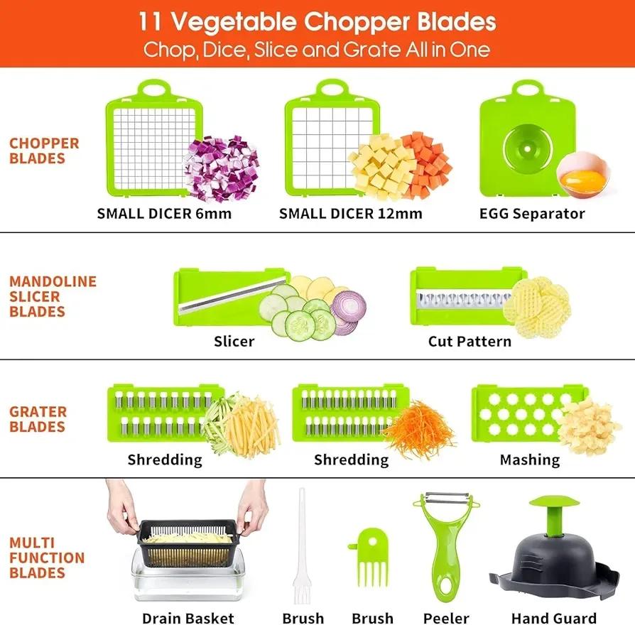 16-in-1 Multi-Function Vegetable Cutter Set – Kitchen Chopper, Slicer & Dicer - Smart Hud