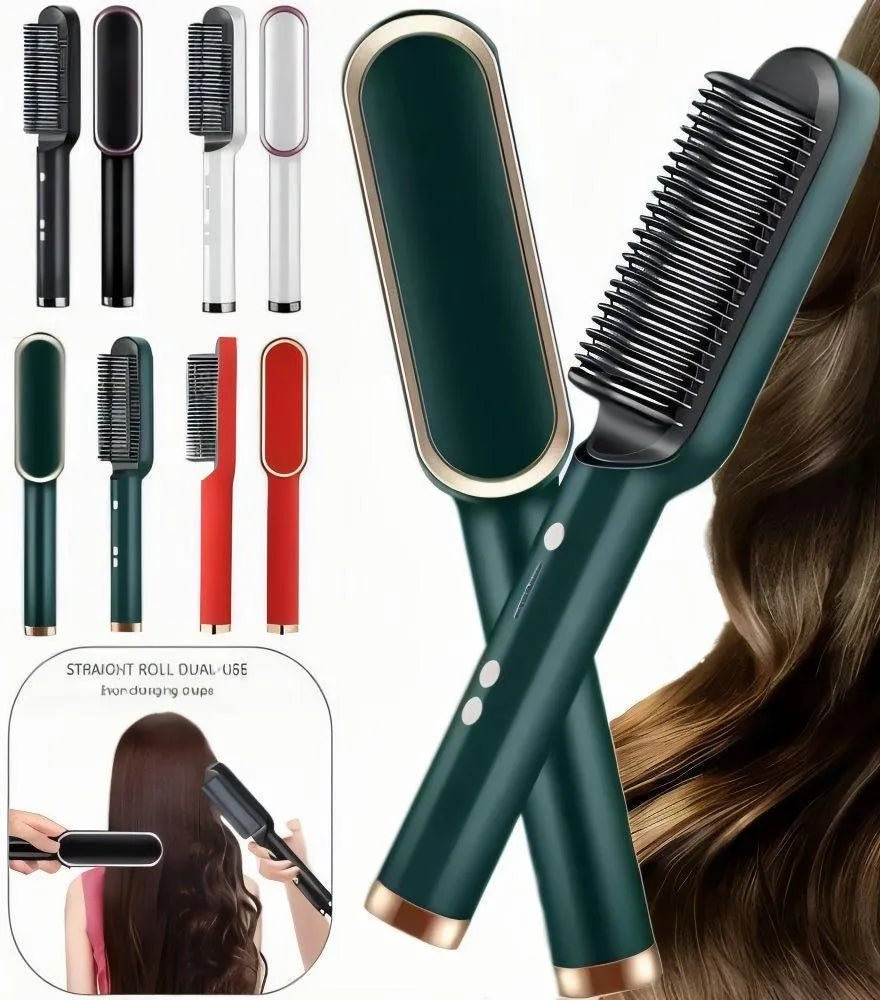 909 Electric Hair Brush Straightener – Fast Heating Anti-Frizz Hair Styling Brush - Smart Hud