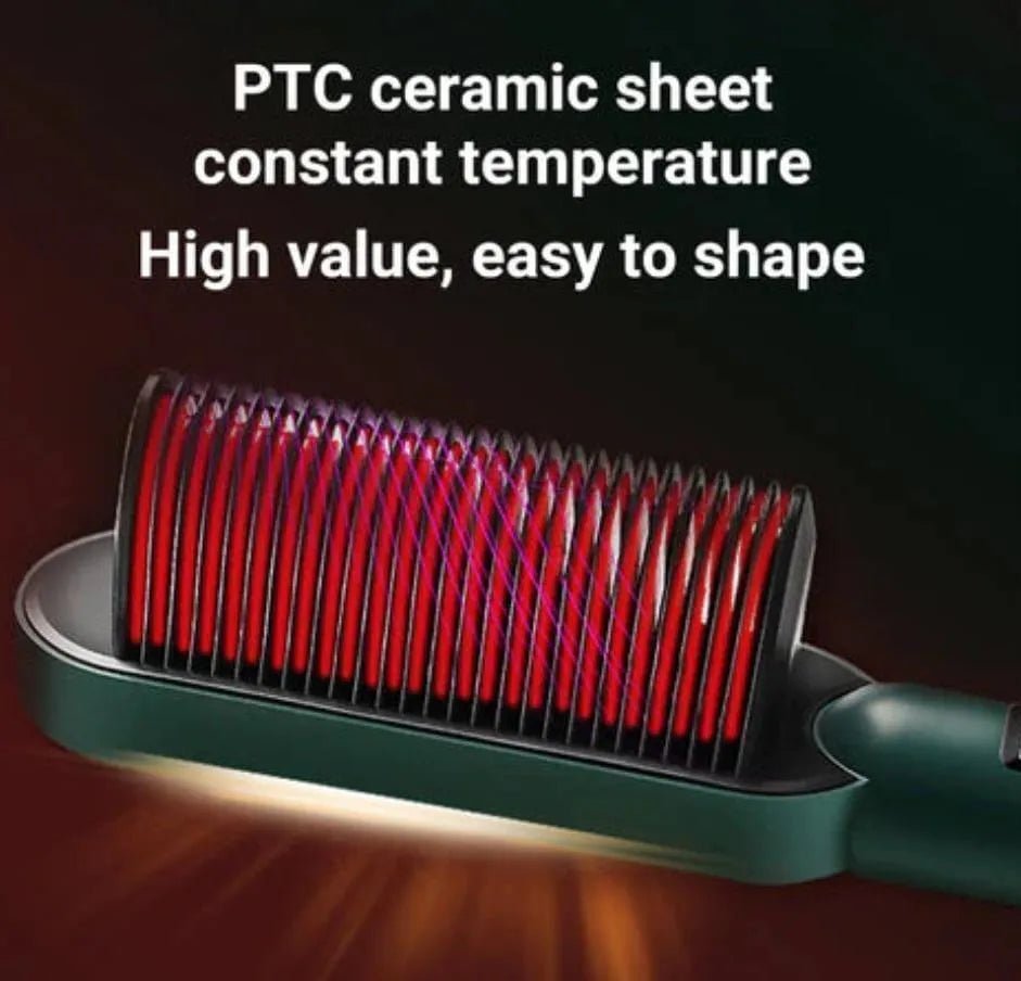 909 Electric Hair Brush Straightener – Fast Heating Anti-Frizz Hair Styling Brush - Smart Hud