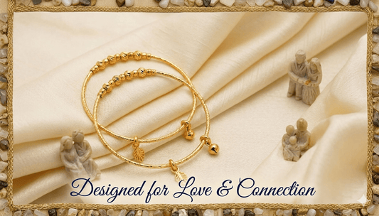 Elegant Golden Funky Kara Bangle Set with Leaf & Bell Charms – Set of 2 - Smart Hud
