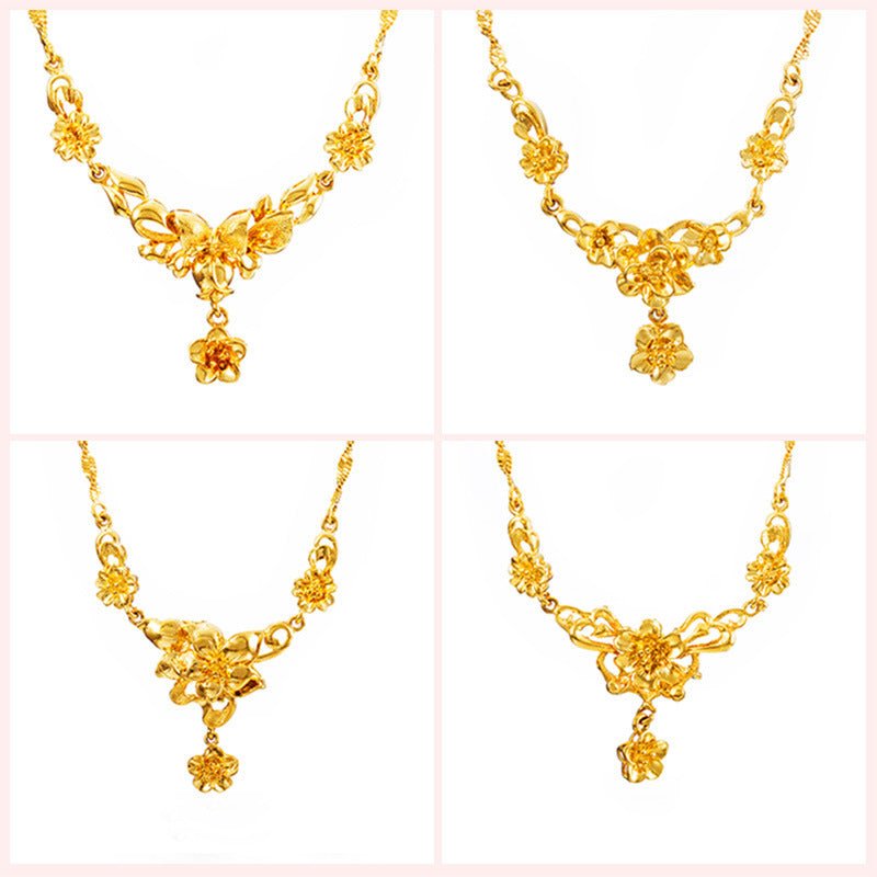 Gold Flower Necklace for Women – Wedding Collarbone Chain Elegant Jewelry Pakistan - Smart Hud