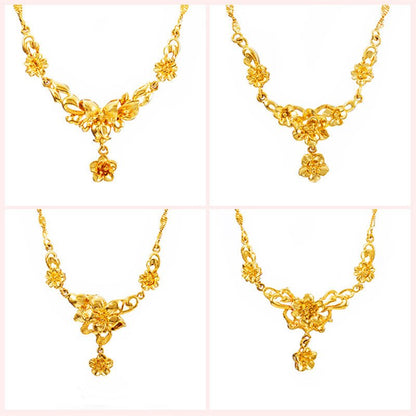 Gold Flower Necklace for Women – Wedding Collarbone Chain Elegant Jewelry Pakistan - Smart Hud