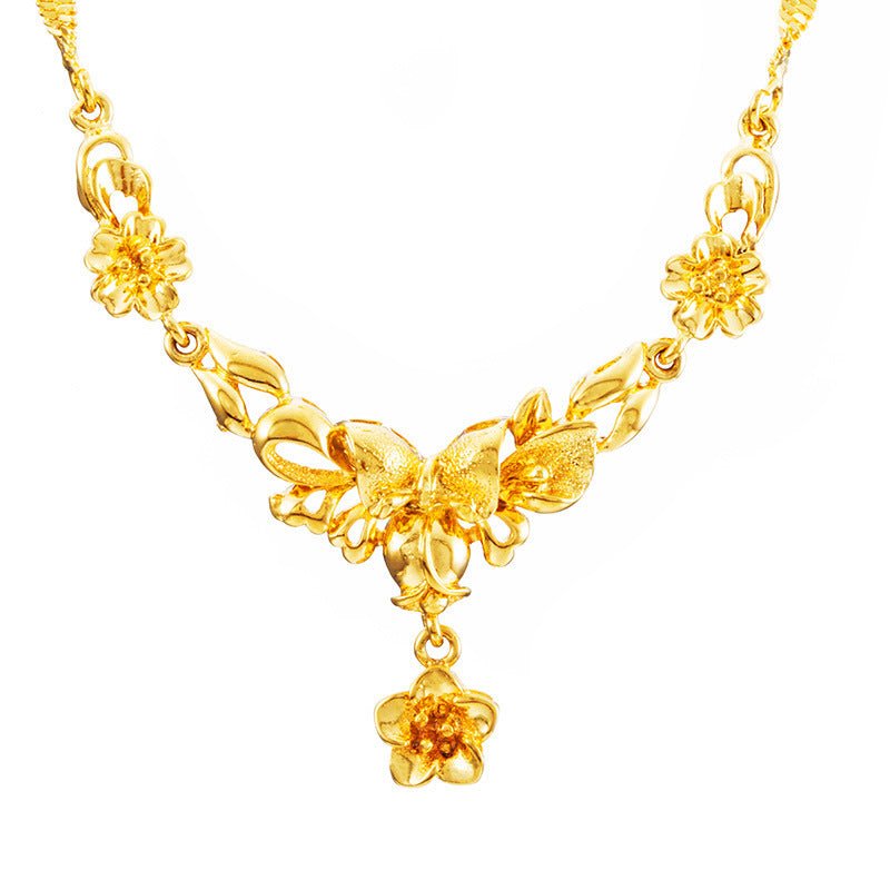 Gold Flower Necklace for Women – Wedding Collarbone Chain Elegant Jewelry Pakistan - Smart Hud
