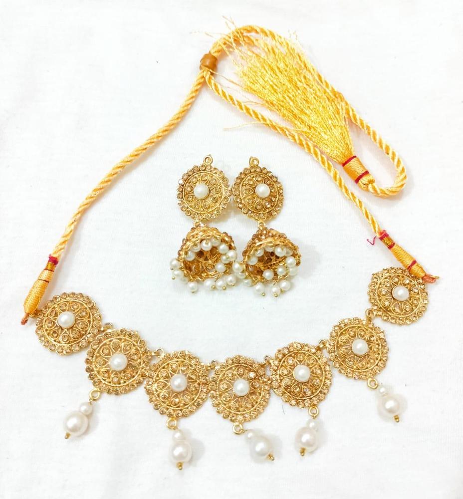 Gold Plated Bridal Choker Set with Earrings – Wedding Jewelry Set for Women Pakistan - Smart Hud