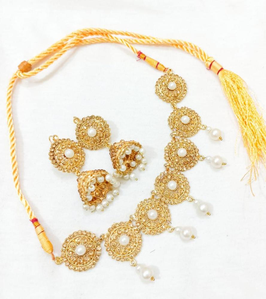 Gold Plated Bridal Choker Set with Earrings – Wedding Jewelry Set for Women Pakistan - Smart Hud