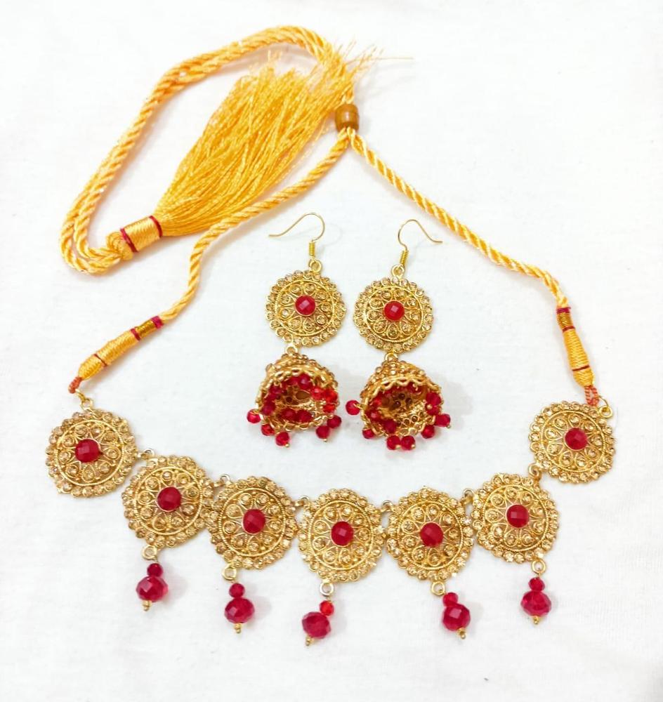 Gold Plated Bridal Choker Set with Earrings – Wedding Jewelry Set for Women Pakistan - Smart Hud