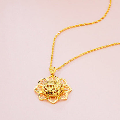 Gold Sunflower Pendant Necklace for Women – Retro Ethnic Jewelry Gift Pakistan - Smart Hud