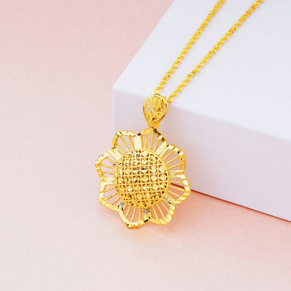 Gold Sunflower Pendant Necklace for Women – Retro Ethnic Jewelry Gift Pakistan - Smart Hud