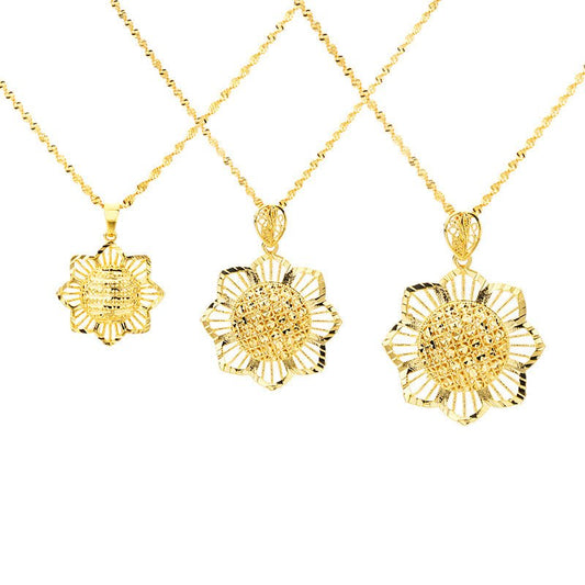 Gold Sunflower Pendant Necklace for Women – Retro Ethnic Jewelry Gift Pakistan - Smart Hud