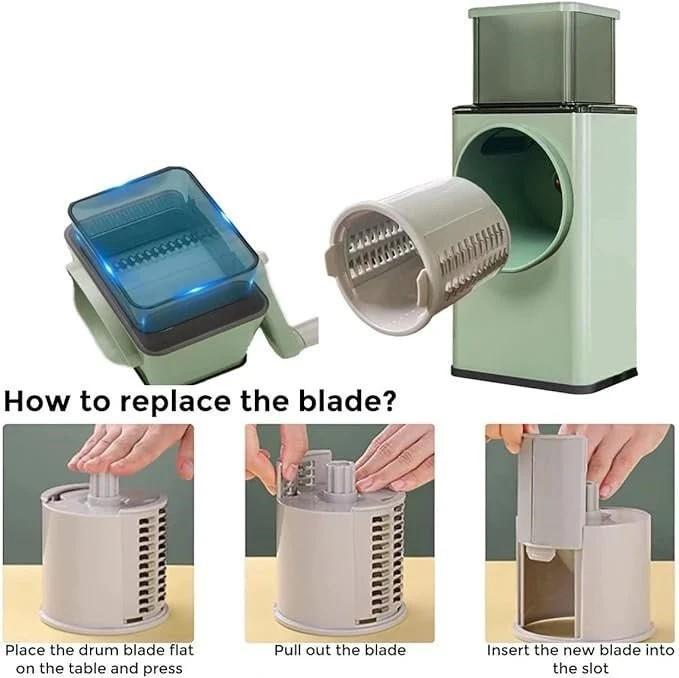 Green Manual Food Chopper with 3 Blades – Hand Pull Vegetable Cutter Kitchen Tool Pakistan - Smart Hud