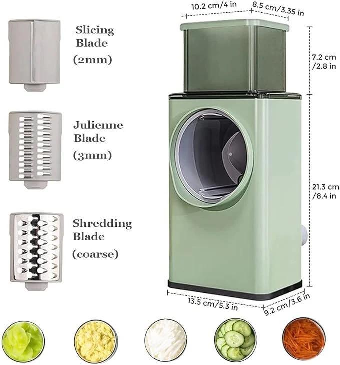 Green Manual Food Chopper with 3 Blades – Hand Pull Vegetable Cutter Kitchen Tool Pakistan - Smart Hud