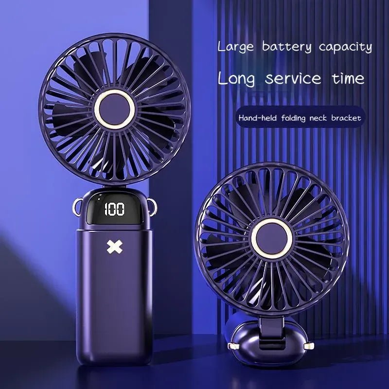 Mini Foldable Neck Fan – Portable Hands-Free Silent Cooling Fan with Adjustable Speeds - Smart Hud