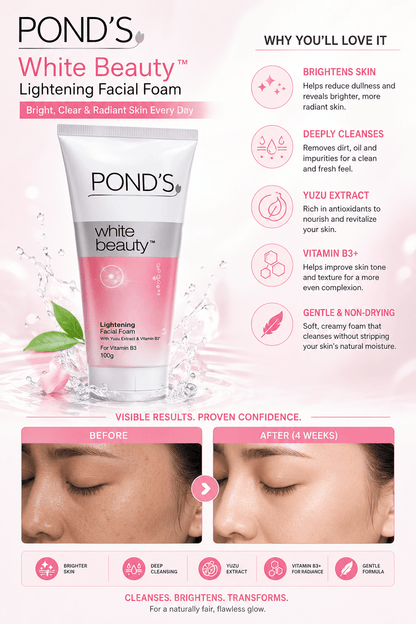 Pond's White Beauty Lightening Facial Foam 100g - Smart Hud