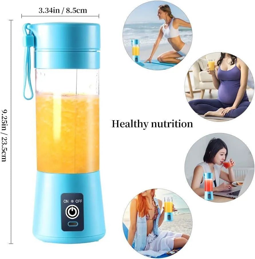 Portable Electric Juicer Blender – USB Rechargeable Compact Smoothie Maker (Blue) - Smart Hud